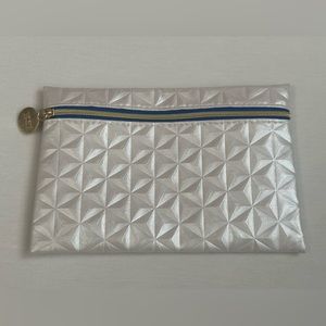 5 for $15! Ipsy Silvery White Geometric Gold Coin Makeup Case Bag